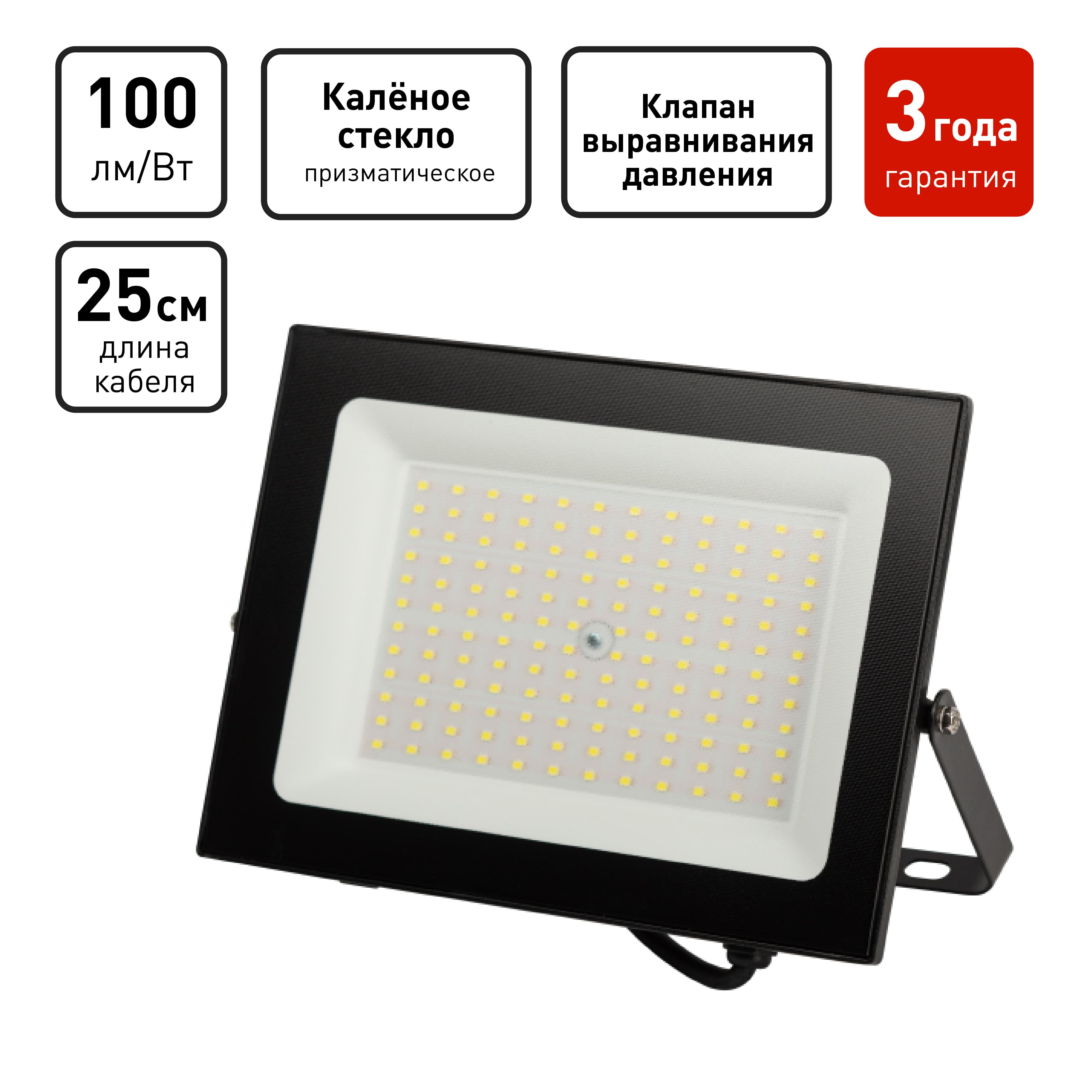 ЭРА Прожектор светодиодный уличный PRO LPR-062-0-65K-100 100Вт 6500K IP65 призма гарантия 3 года
