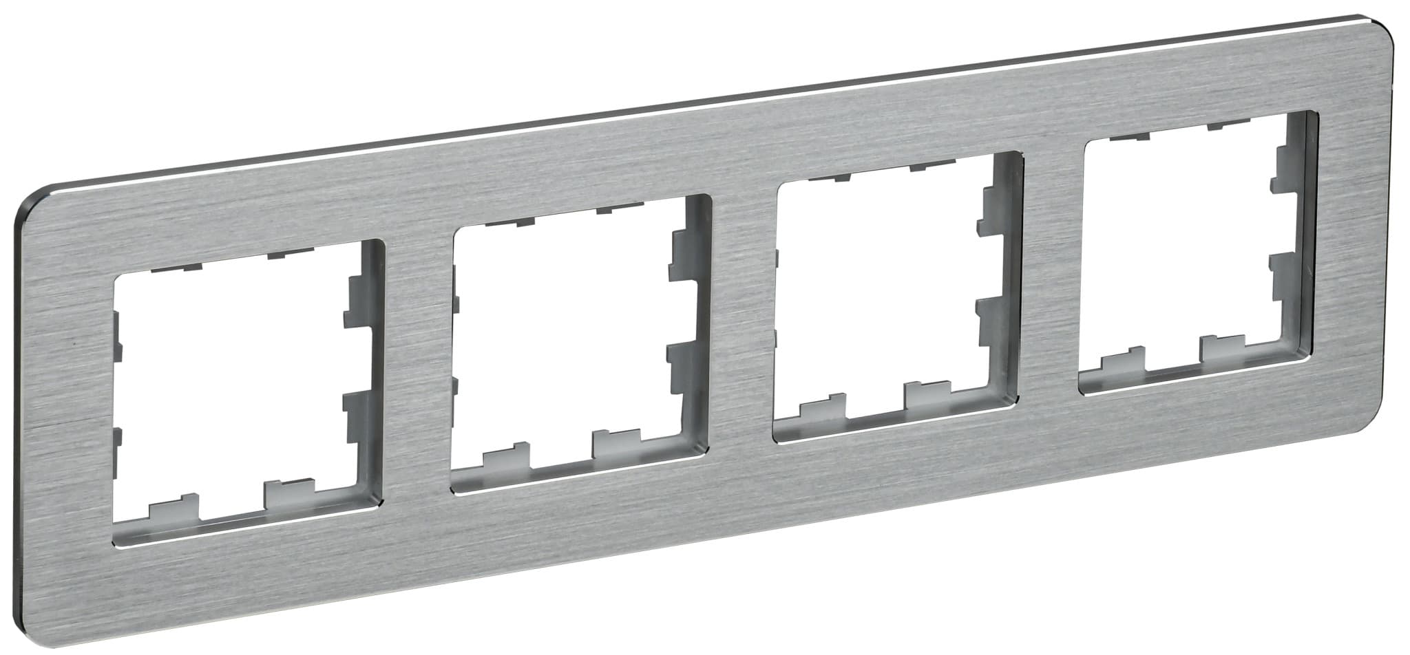IEK BRITE DECOR /алюм метал. скругл.угол Рамка 4-м РУ-4-1-Бр RE AL