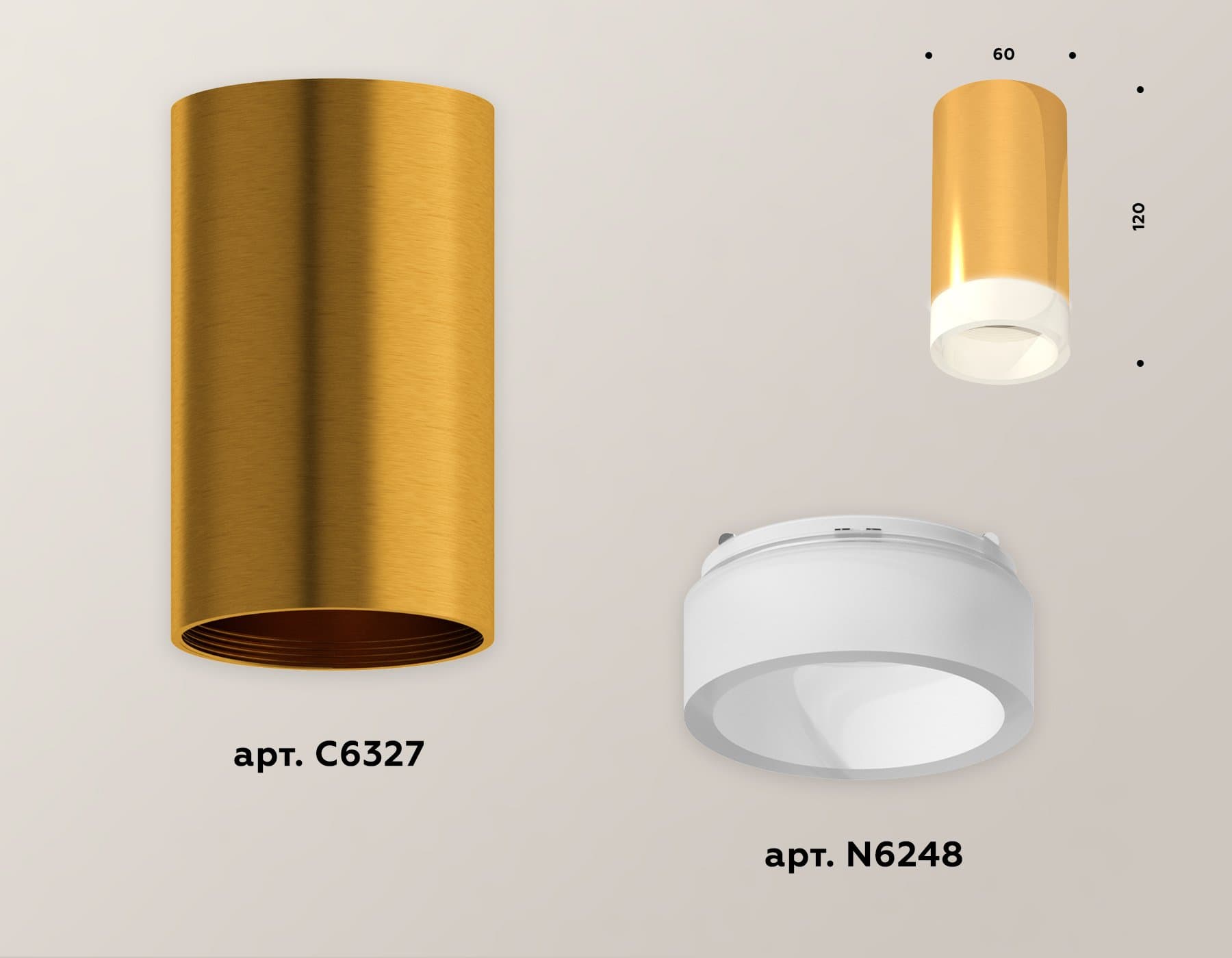 Ambrella Комплект накладного светильника XS6327021 PYG/FR золото желтое полированное/белый матовый MR16 GU5.3 (C6327, N6248) — миниатюра 3