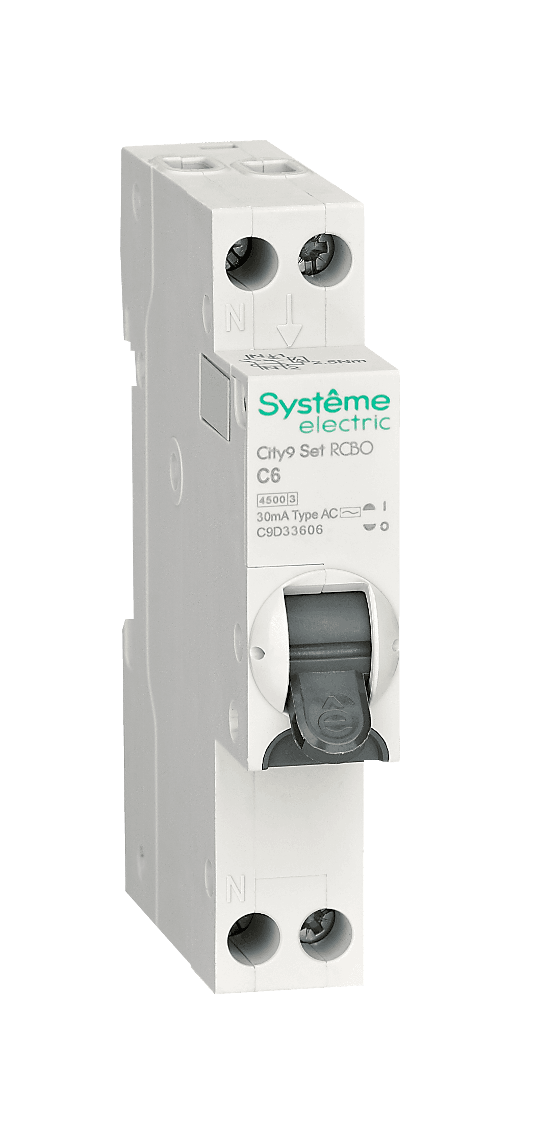 Systeme Electric City9 АВДТ 1П+Н C6 4500A 30мА AC 18мм