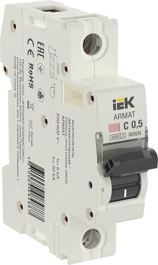 IEK ARMAT Автоматический выключатель M06N 1P C 0,5А AR-M06N-1-C0D5