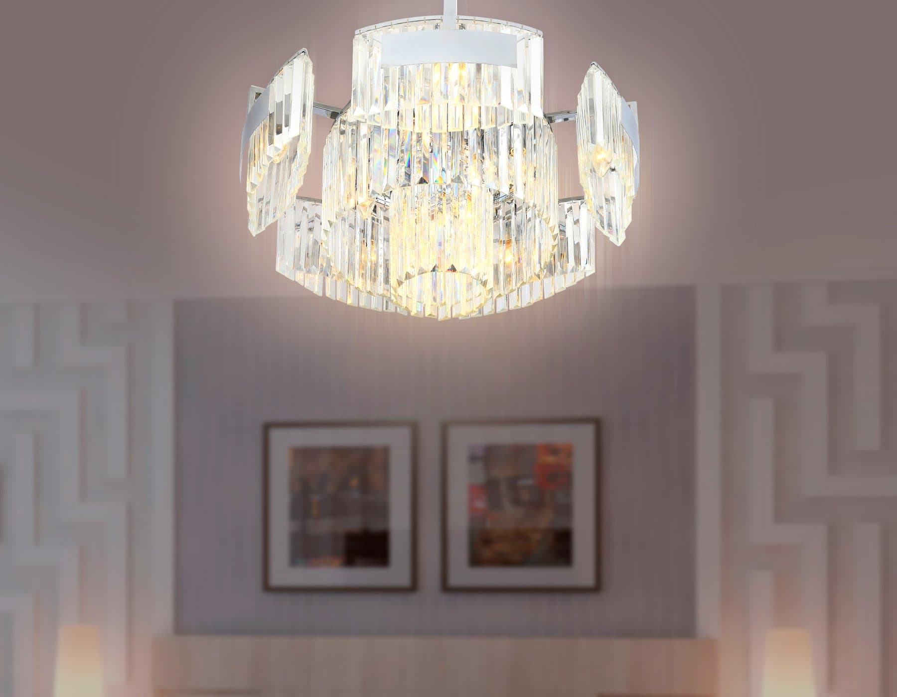 Ambrella Потолочная люстра TR5092/10 CH/CL хром/прозрачный E14/10 max 40W D680*320 — миниатюра 3