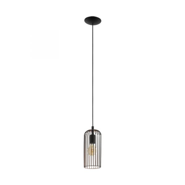 Eglo 49644 Подвес ROCCAMENA, 1х60W (E27), 130, H1100, сталь, черный, медь — миниатюра 1