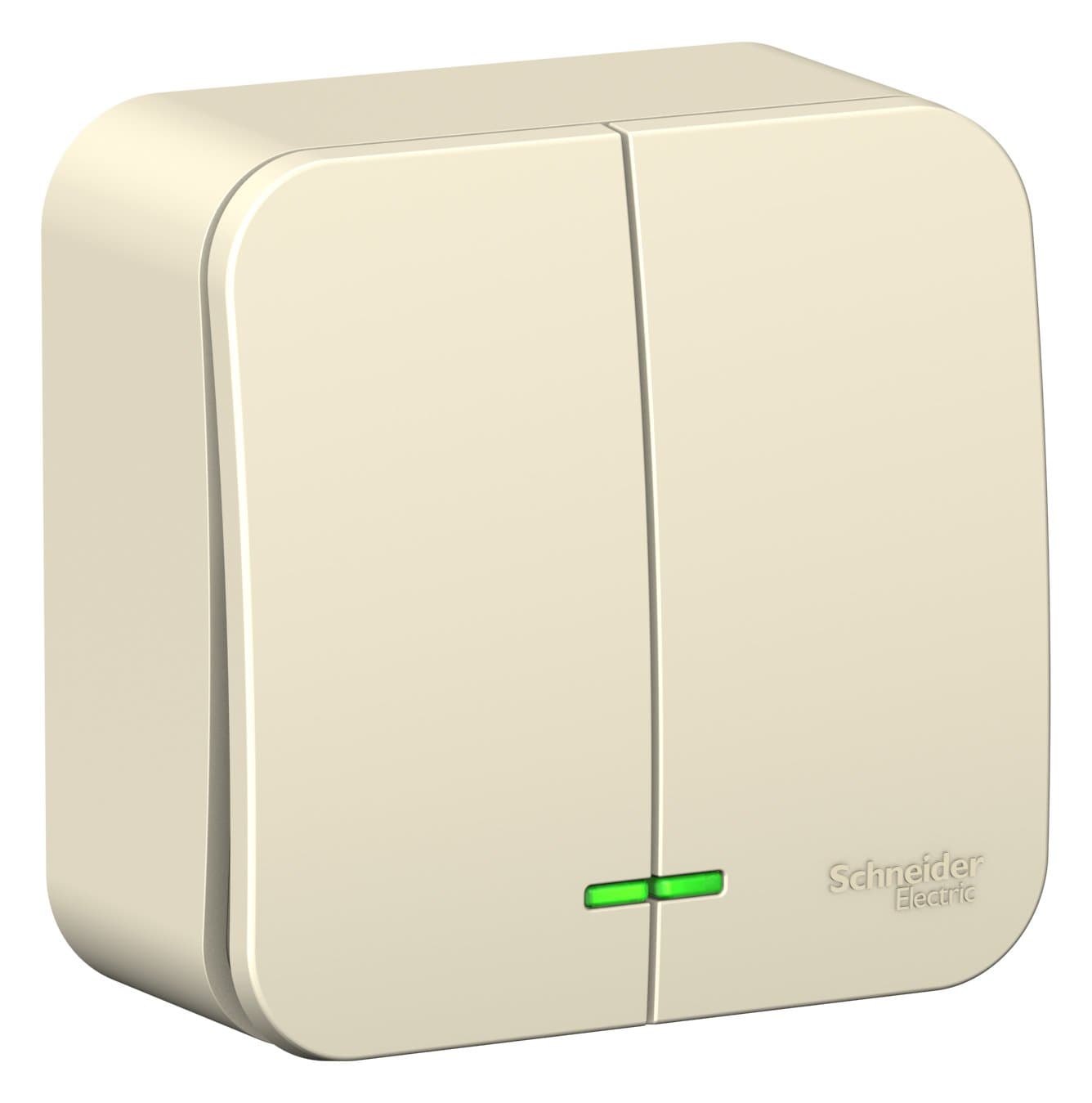 Systeme Electric Blanca наруж Молочный Выключатель 2-клавишный с подсветкой, 10А, 250B — миниатюра 2