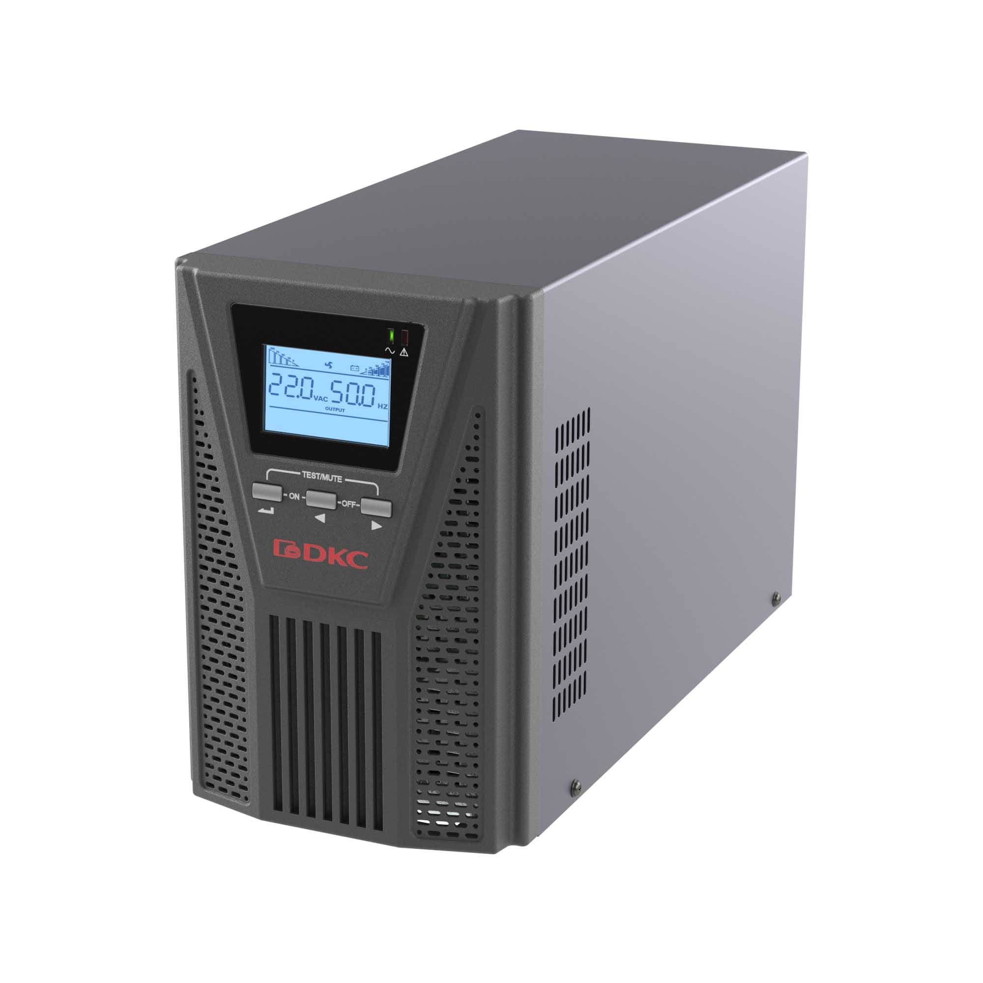 DKC Онлайн ИБП ДКС серии Small Tower, 1000 ВА/900 Вт, 1/1, 2xSchuko, EPO, USB, RS-232, RJ45, без АКБ, 7 Ач — миниатюра 1