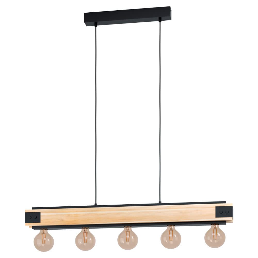 Eglo 43468 Подвес LAYHAM, 5х60W (E27), L960, B85, H1100, дерево, сталь, черный