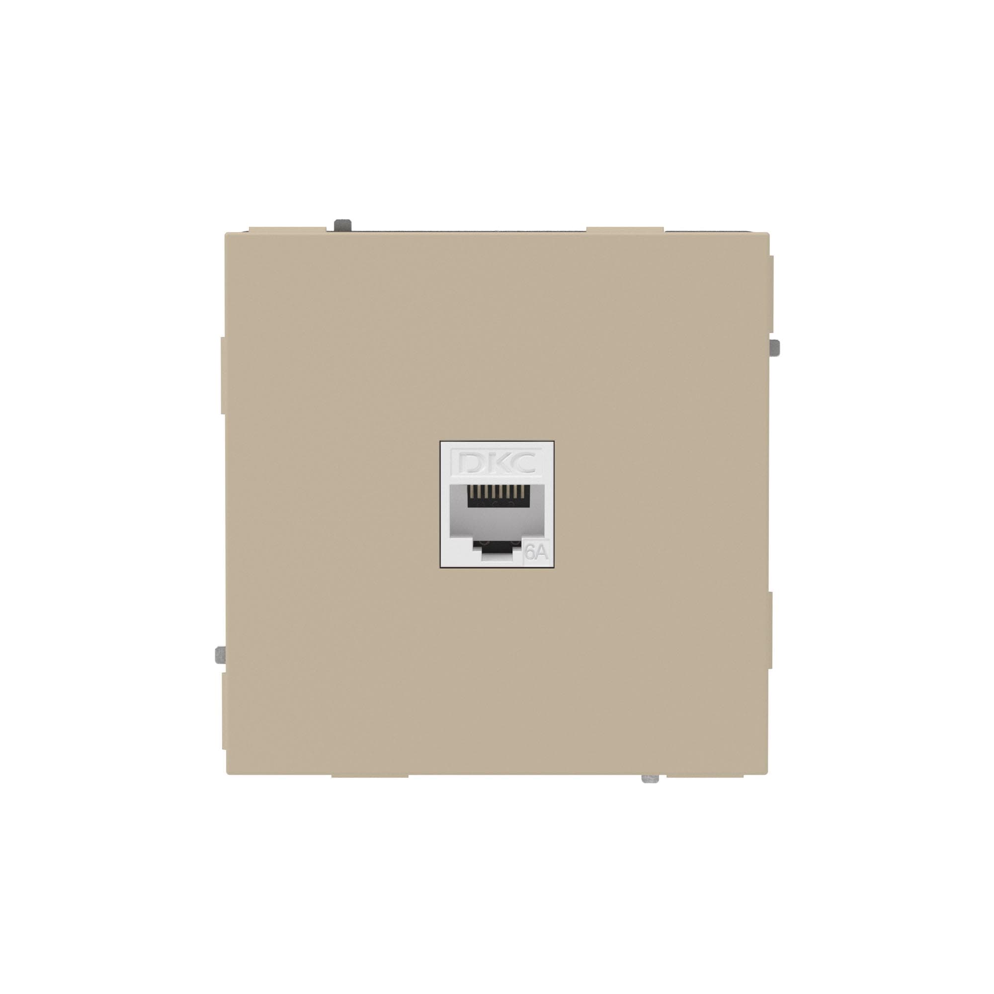 DKC KANT Компьютерная розетка RJ-45 без шторки, кат.6А одинарная,ванильный марципан — миниатюра 1