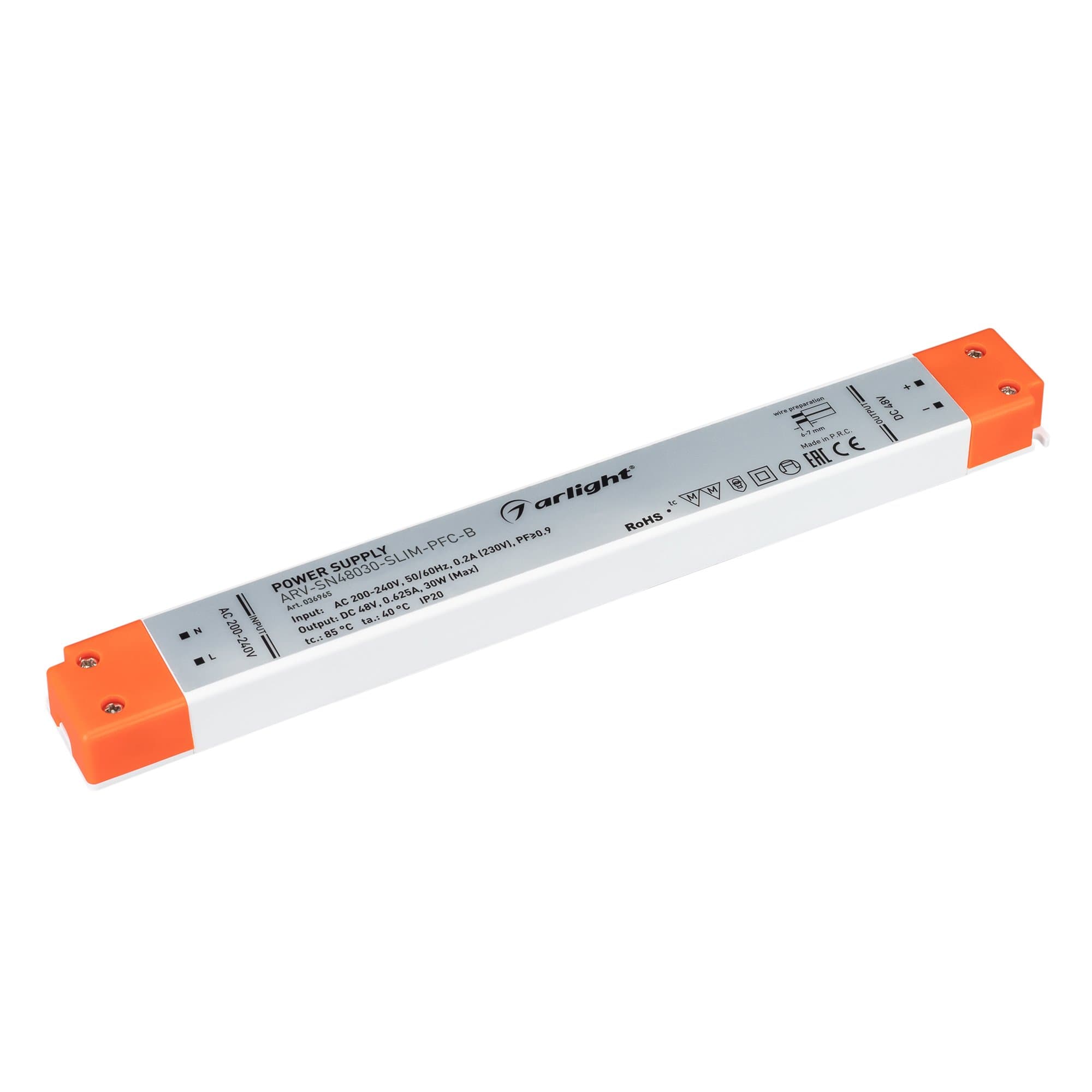 Arlight Блок питания ARV-SN48030-SLIM-PFC-B (48V, 0.63A, 30W) (IP20 Пластик, 3 года) 036965 — миниатюра 1