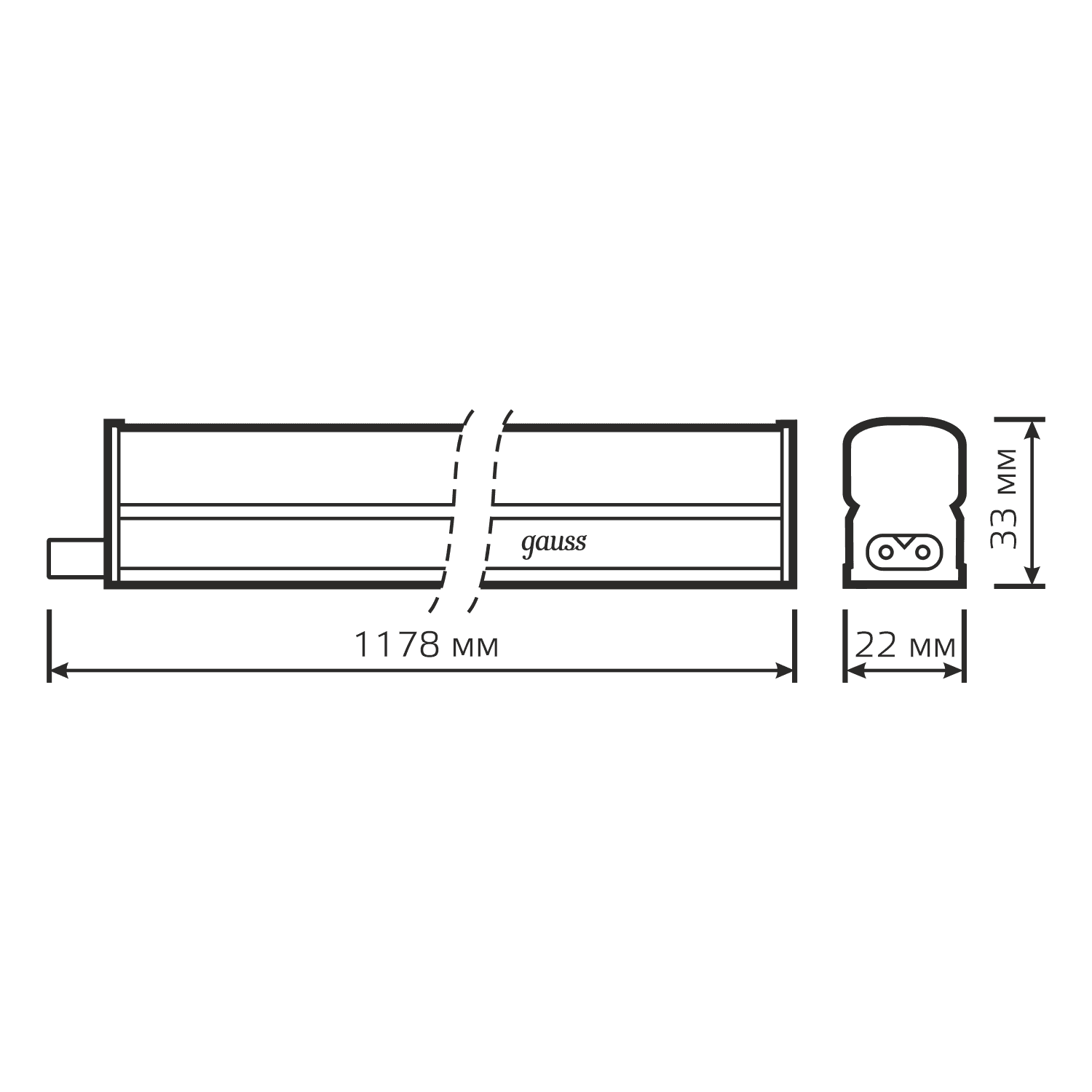 Gauss Светильник LED TL Basic линейный матовый 14W 4000K 1178*22*33, 990лм 1/25 930411214 — миниатюра 3