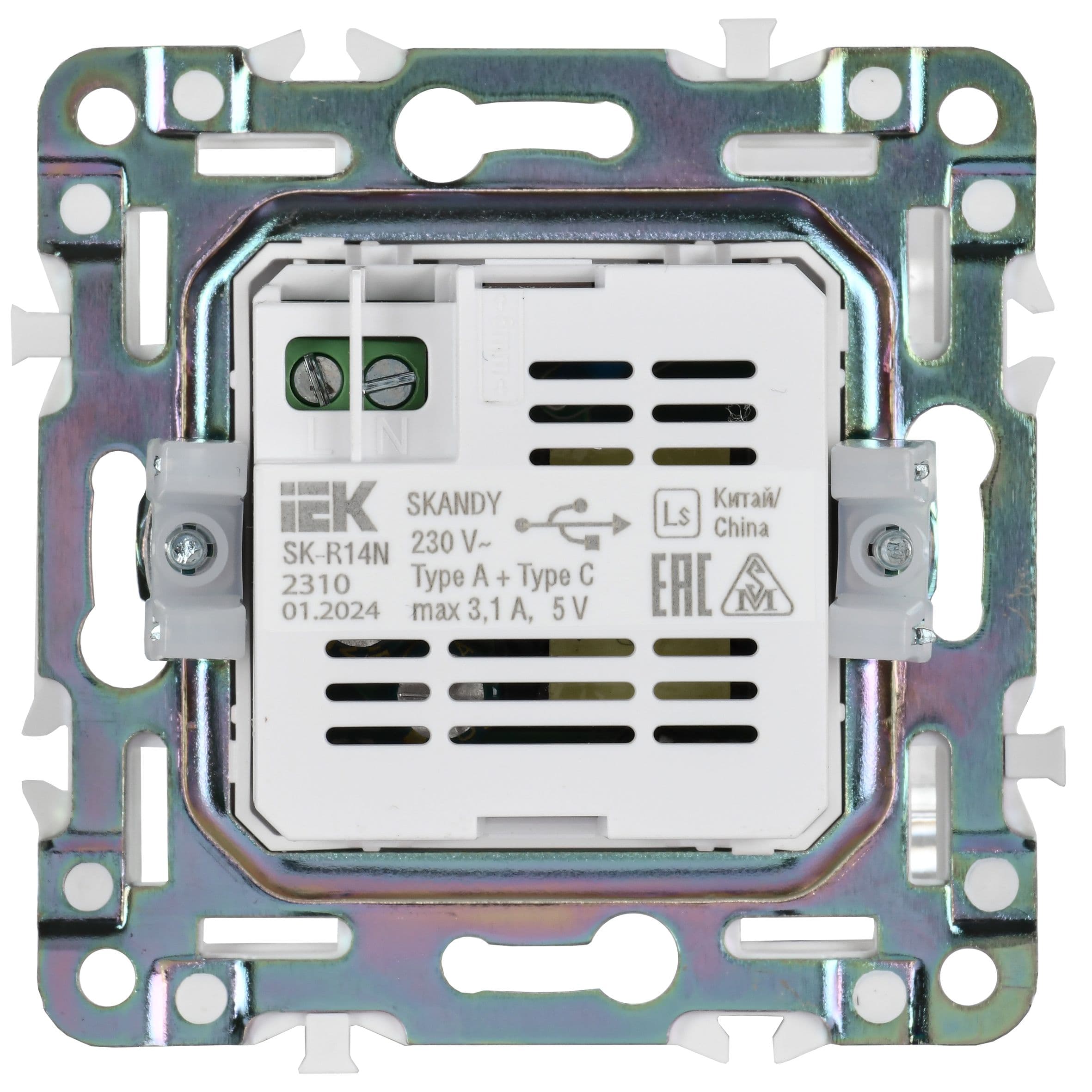 IEK SKANDY Никель Розетка USB A+C 3,1А SK-R14N — миниатюра 5