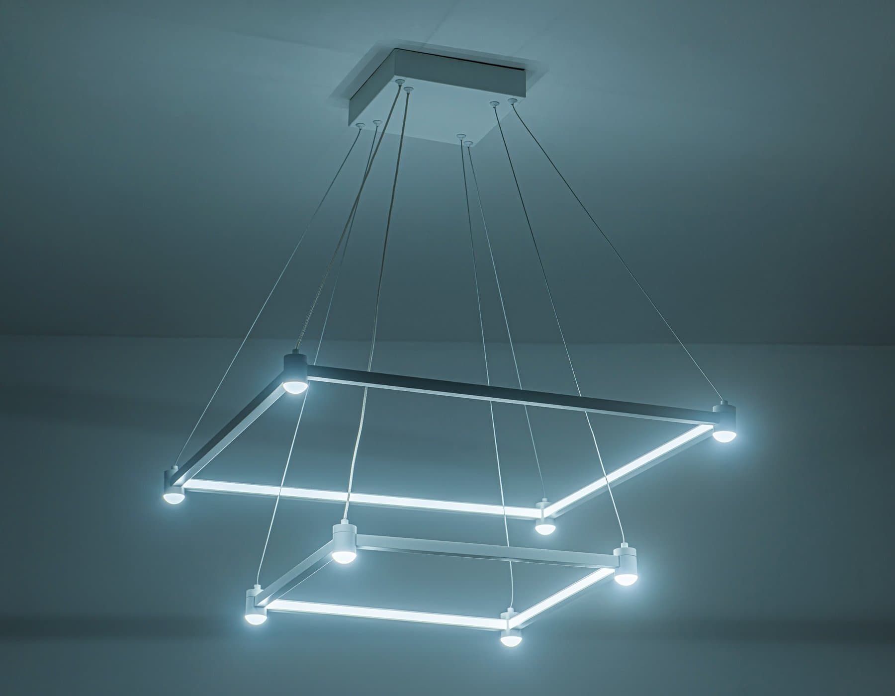 Ambrella Светильник подвесной светодиодный FL5595/2+8 WH белый 60W 3000K/4200K/6400K 600*600*1300 (без ПДУ) — миниатюра 5