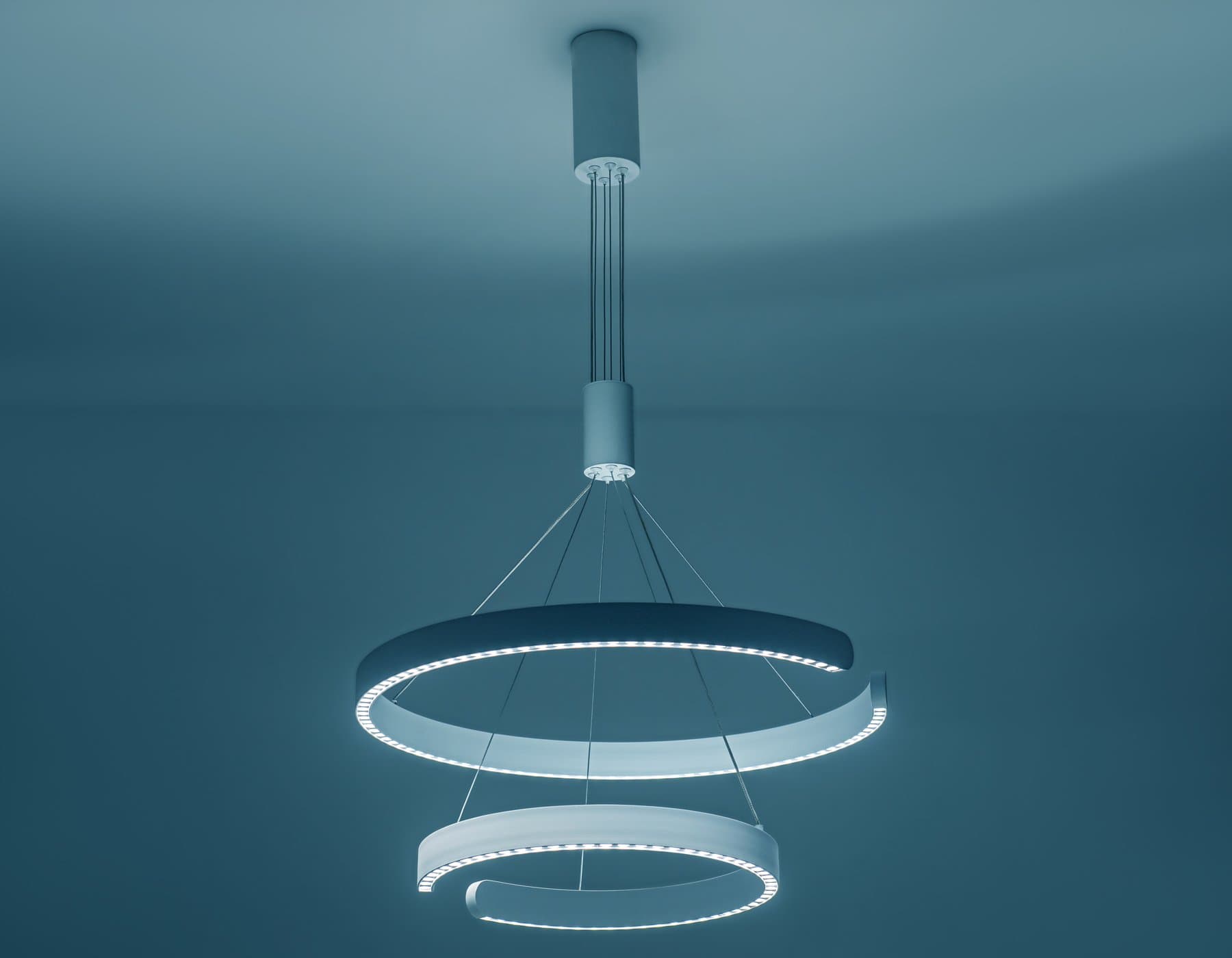 Ambrella Светильник подвесной светодиодный FL5884/2 WH белый 45W 3000K/4200K/6400K D600/400*1200 (без ПДУ) — миниатюра 5