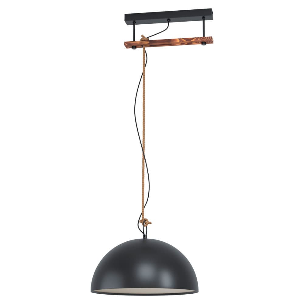 Eglo 43396 Подвес HODSOLL регул., 1х40W(E27), 350х400, H1100, сталь, дерево, черн., коричн./сталь, черный