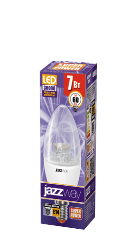 Jazzway Лампа светодиодная (LED) "свеча" 7W E14 4000K прозрач 540Lm .2853127 — миниатюра 2