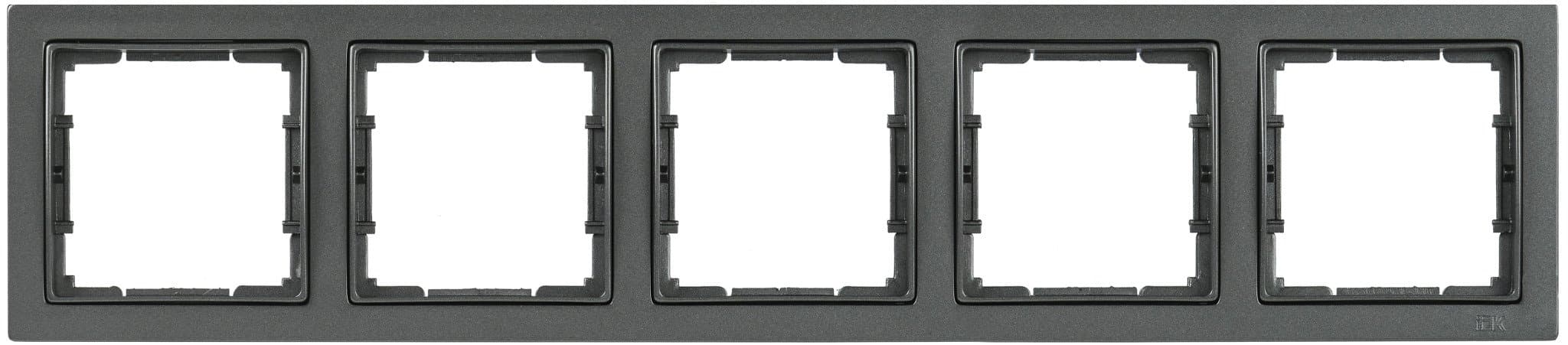 IEK РУ-5-БА Рамка пятиместная квадратная BOLERO Q1 антрацит EMB52-K95-Q1