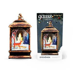 Gauss Фонарь новогодний светодиодный "Олененок" серия Holiday, ,1W, тёплый свет, бронзовый, батарейки в комплекте, HL031 — миниатюра 1