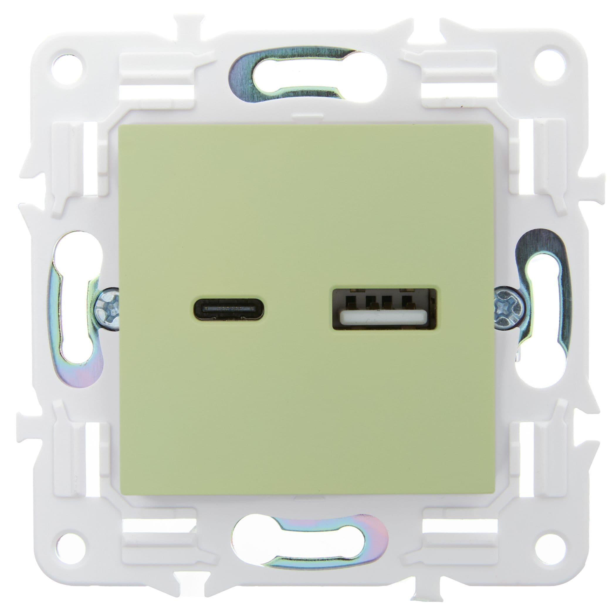 IEK SKANDY Мятный Розетка USB A+C 3,1А SK-R14G — миниатюра 2
