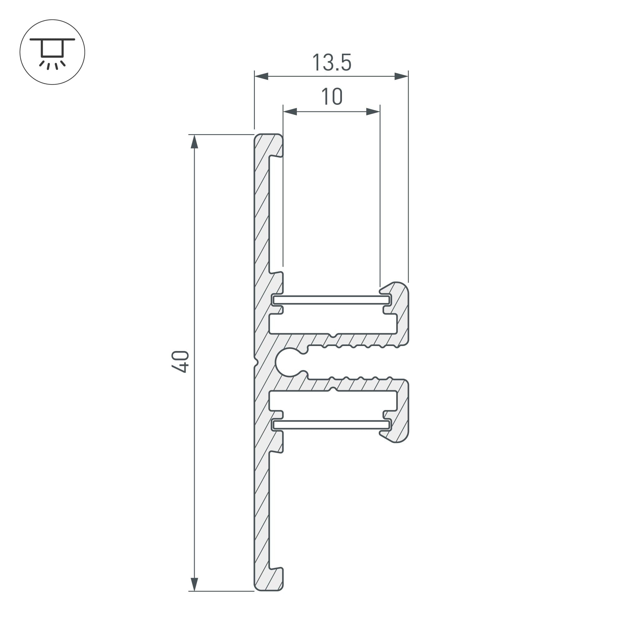 Arlight Профиль TOP-BACK-2000 ANOD (P10) (Алюминий) 016981 — миниатюра 3