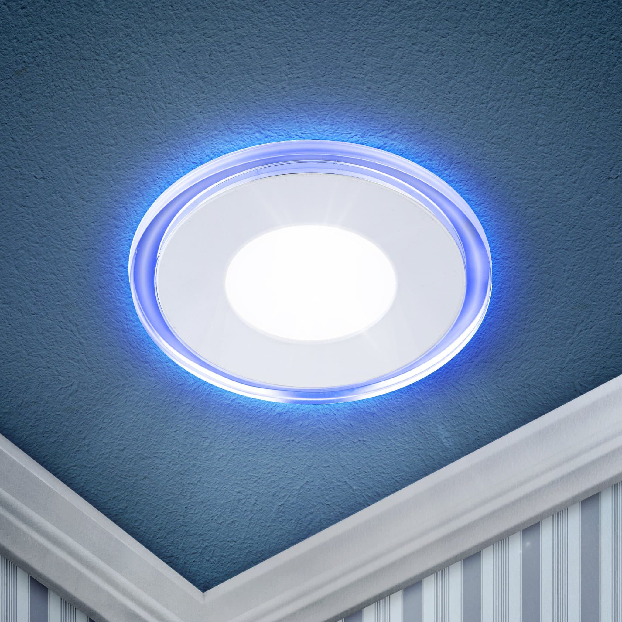 ЭРА LED 3-9 BL Светильник светодиодный круглый c cиней подсветкой LED 9W 220V 4000K — миниатюра 1