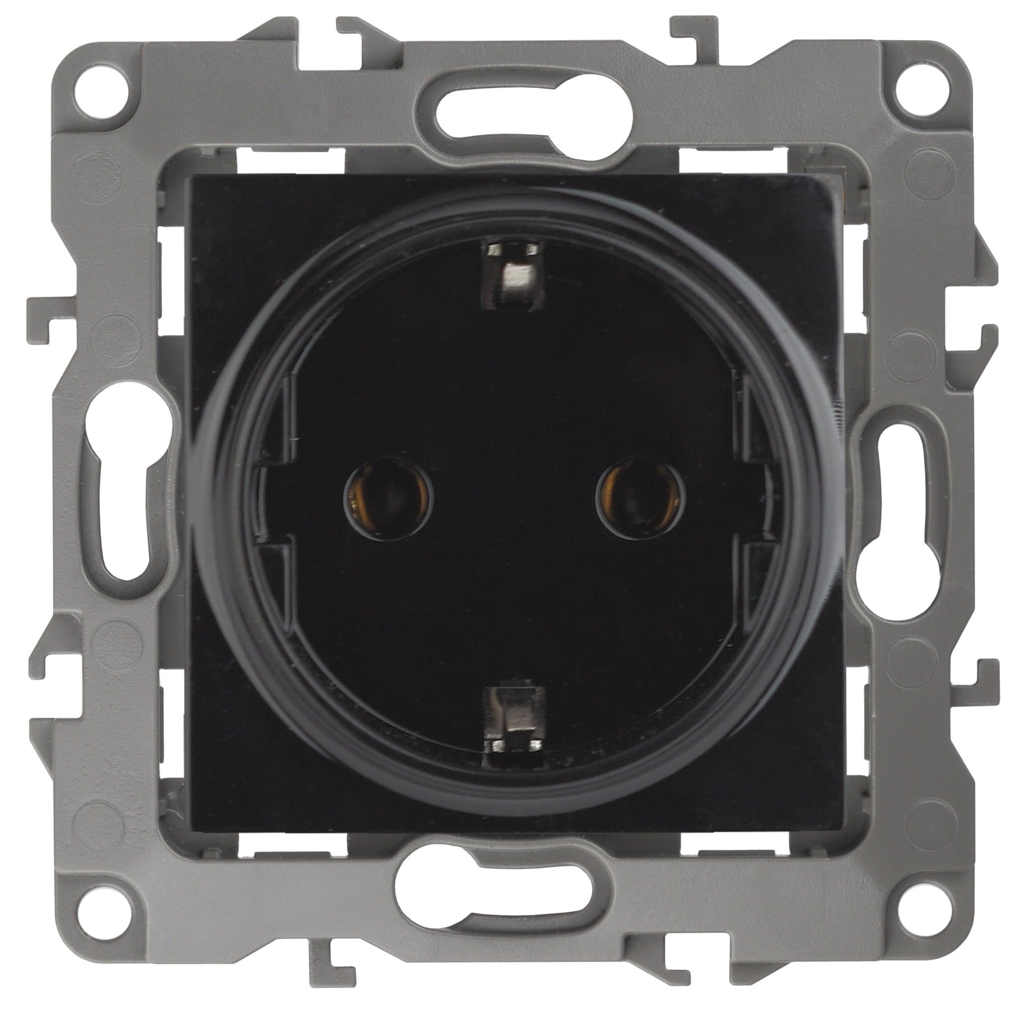ЭРА 12-2101-06 Розетка 2P+E Schuko, 16A-250В, IP20, 12, Чёрный