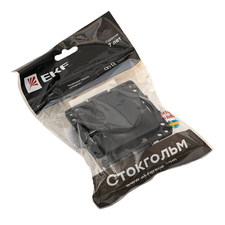 EKF PROxima Стокгольм Черный Розетка с/з, со шторками и крышкой, 16А, IP44 — миниатюра 2