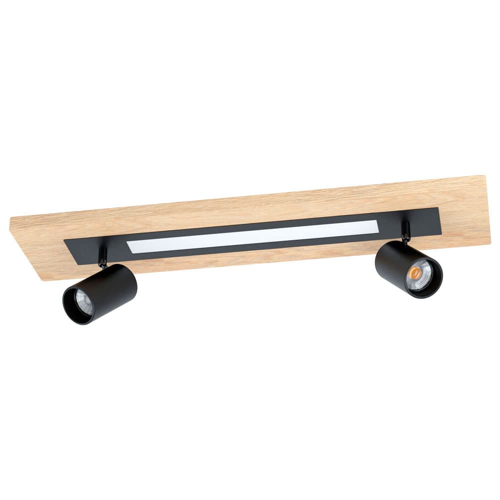 Eglo TORRESTRALLE Светильник светодиодный потолочный димм., 1х12W(LED)/2х4,5W(GU10), 1400/2х345lm, L690, B170, H150, дерево, сталь, коричневый, черный 39748