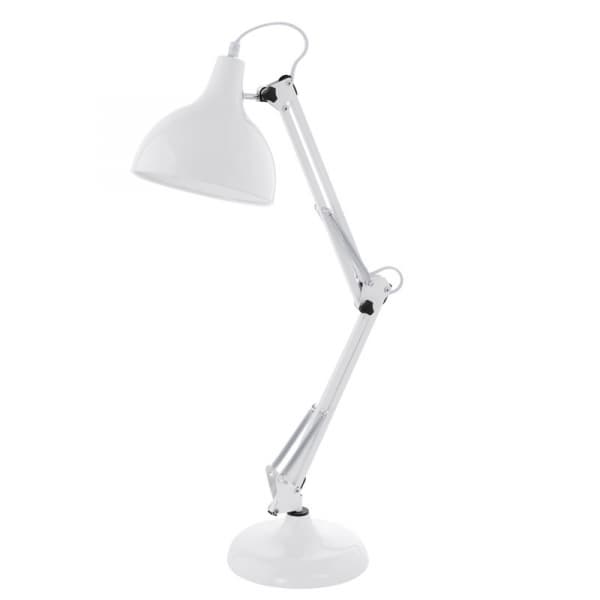 Eglo Лампа настольная BORGILLIO, 1X60W (E27), основа Ø190, Н710, сталь, белый 94699 — миниатюра 1