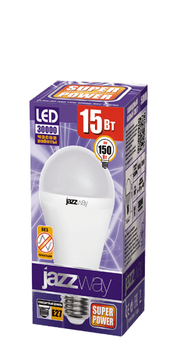 Jazzway Лампа светодиодная (LED) «груша» d60мм E27 180° 15Вт 220-230В матовая нейтральная холодно-белая 5000К .2853035 — миниатюра 2