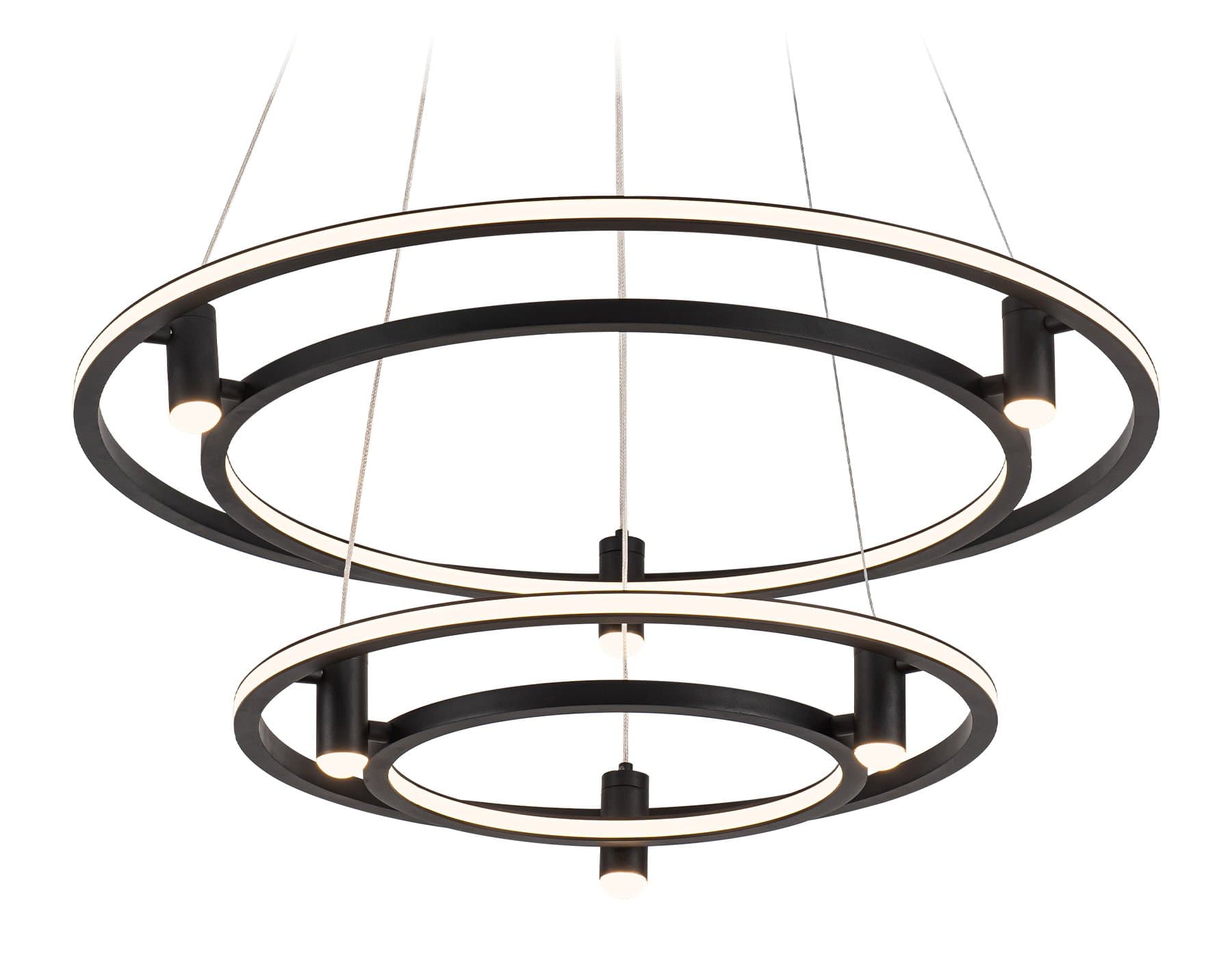 Ambrella Светильник подвесной светодиодный FL5544/2+6 BK черный 90W 3000K/4200K/6400K D600/400*1300 (без ПДУ) — миниатюра 1