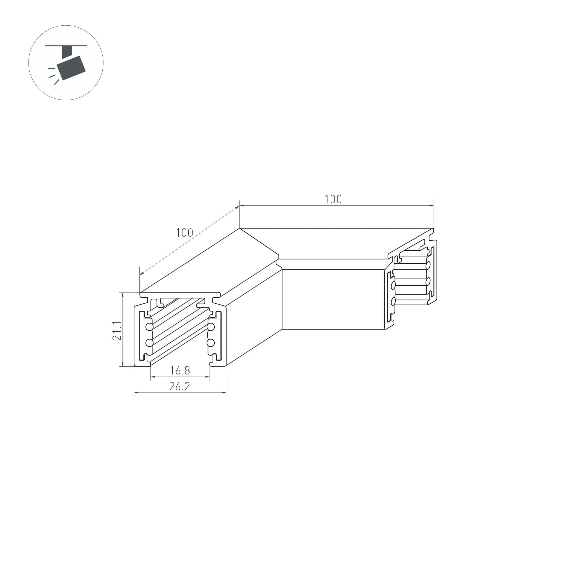 Arlight Коннектор угловой MAG-ORIENT-CON-2620-L90 (BK) ( IP20 Металл, 3 года) 036020 — миниатюра 2