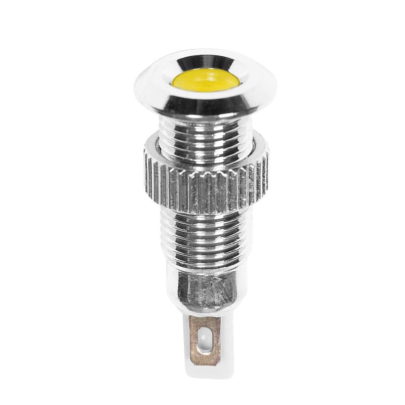 Индикатор металл Ø8 12В подсв/желтая LED Rexant 36-4717