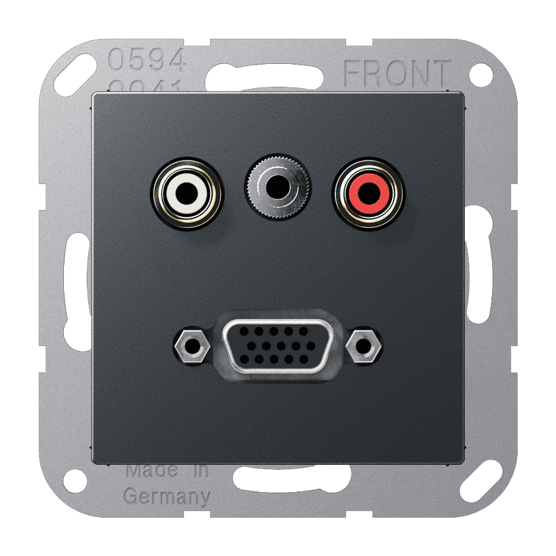 JUNG 2x Cinch Audio (RCA) / Stereo Jack (TRS 3.5 mm) / VGA, матовый антрацит MAA1072ANM