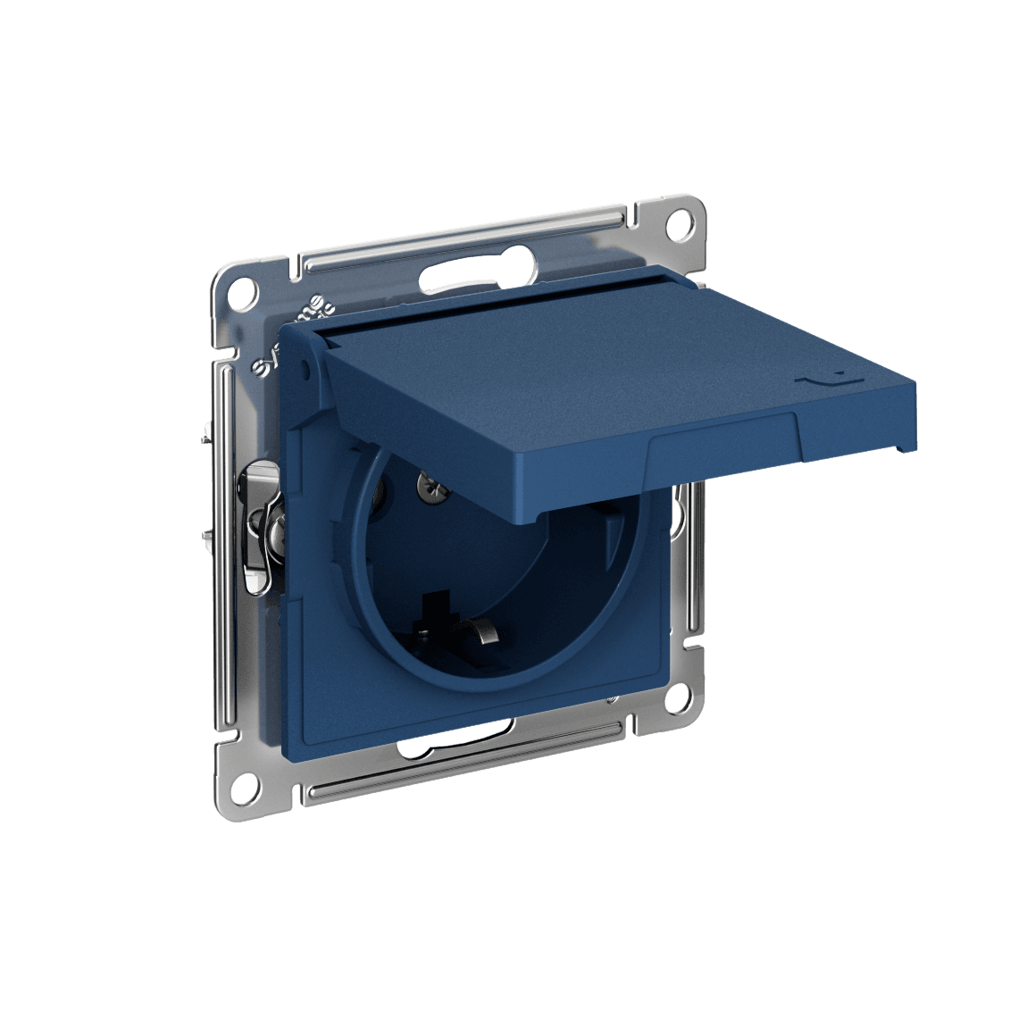 Systeme Electric AtlasDesign Аквамарин Розетка с заземл. со шторк. с крышкой, 16А, IP20, мех., быстрозажим. клем.