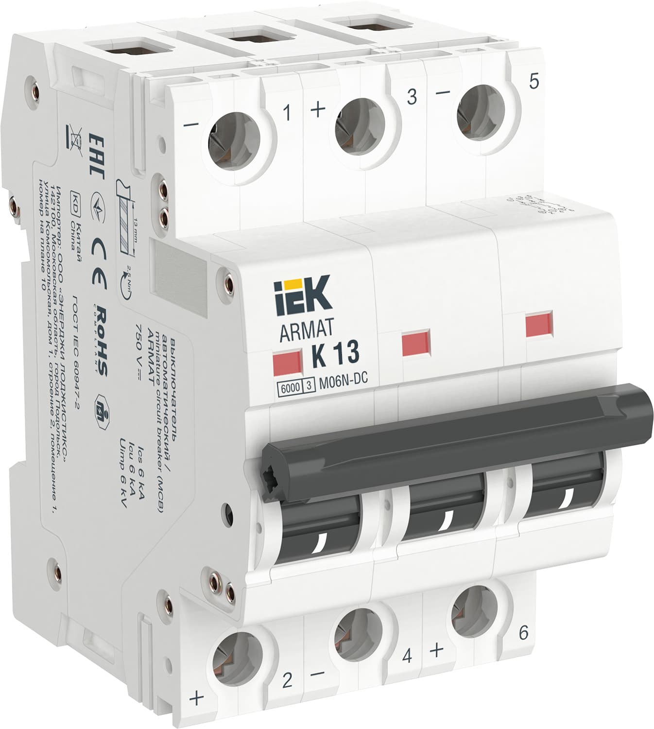 IEK ARMAT Автоматический выключатель M06N-DC 3P K 13А AR-M06N-3-K013DC