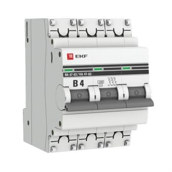 EKF PROxima ВА 47-63 Автоматический выключатель (B) 3P 4А 4,5kA mcb4763-3-04B-pro