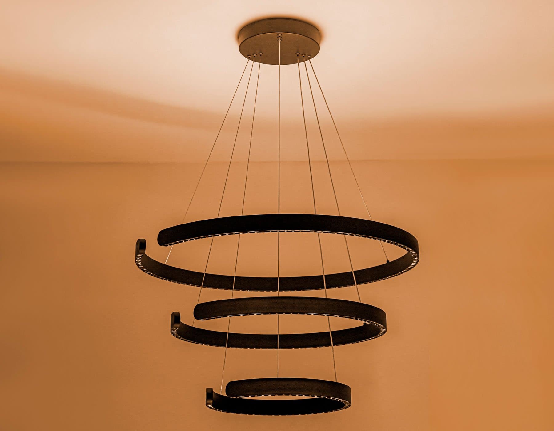 Ambrella Светильник подвесной светодиодный FL5888/3 BK черный 90W 3000K/4200K/6400K D800/600/400*1200 (без ПДУ) — миниатюра 4