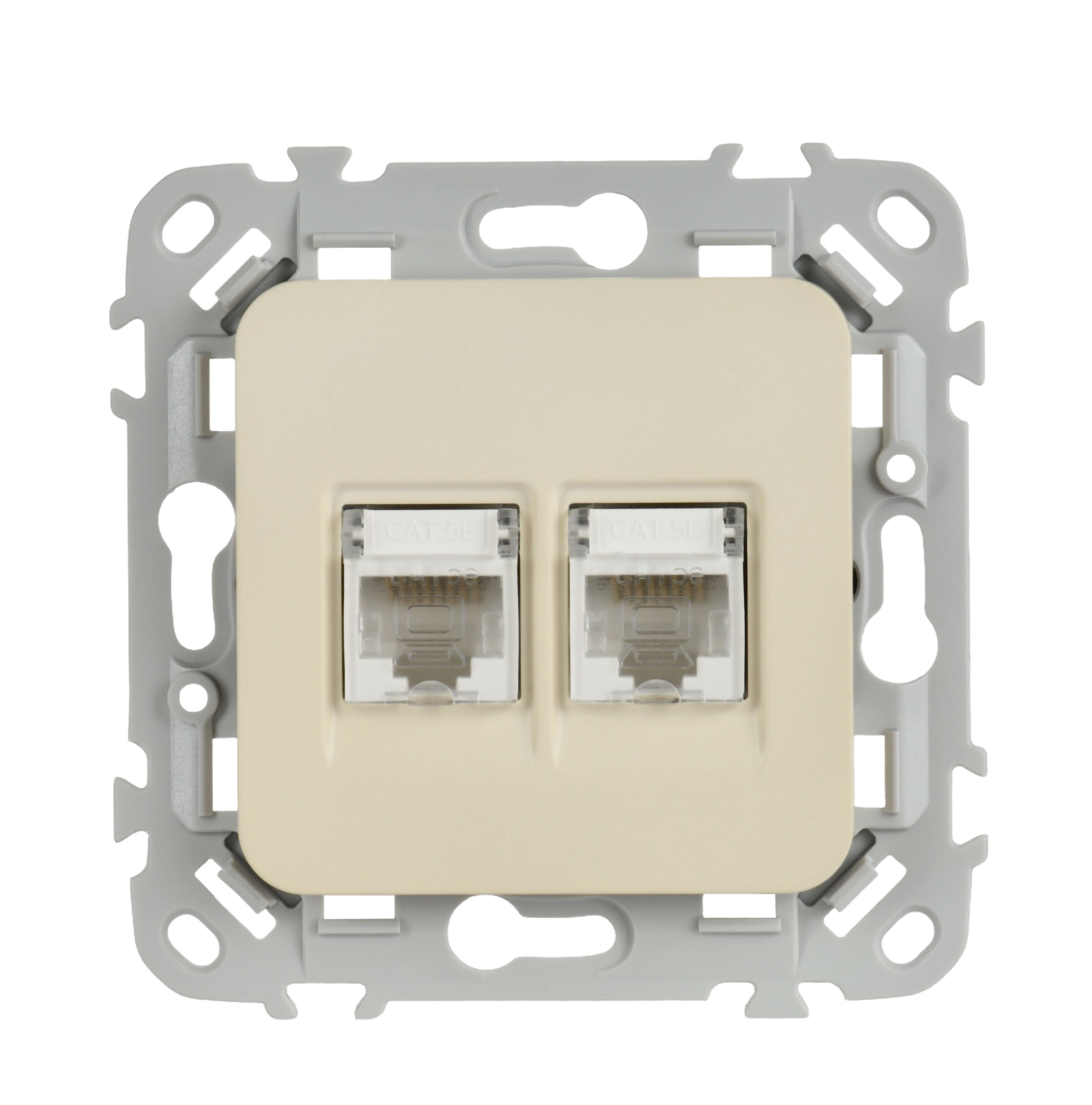 IEK FLITE Сливочный Розетка 2-местная компьютерная RJ45 категория 5Е UTP — миниатюра 2