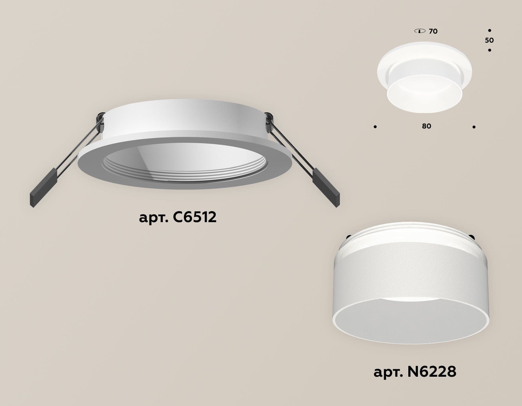 Ambrella Комплект встраиваемого светильника с акрилом XC6512061 SWH/FR белый песок/белый матовый MR16 GU5.3 (C6512, N6228) — миниатюра 2