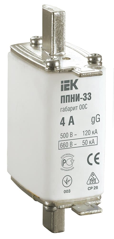 IEK Плавкая вставка предохранителя ППНИ-33, габарит 00С, 4А — миниатюра 1