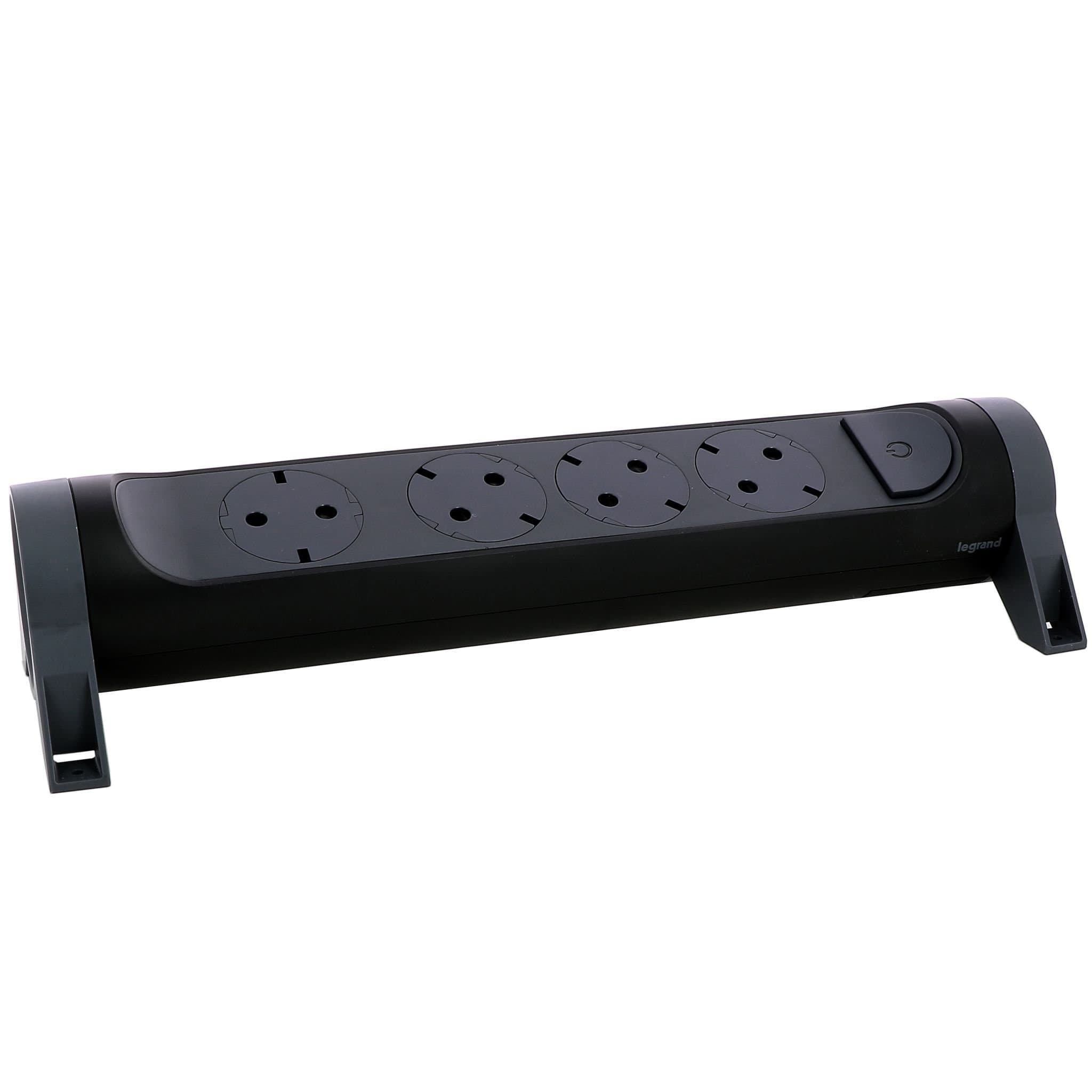 Legrand Revolution Комфорт Черный Удлинитель 4x2К+З с выкл., без кабеля, плоские розетки, фиксируемый поворотный блок 694545 — миниатюра 4