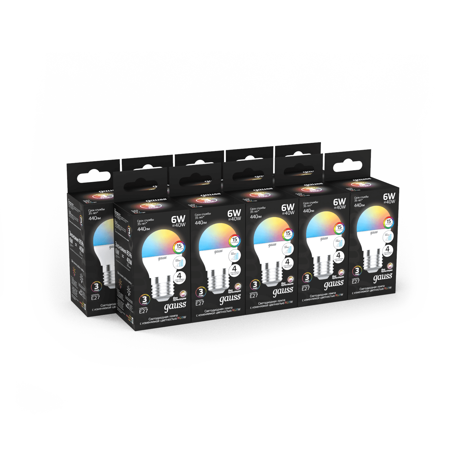 Gauss Лампа Шар G45 6W E27 RGBW димирование LED 1/100 105102406 — миниатюра 5