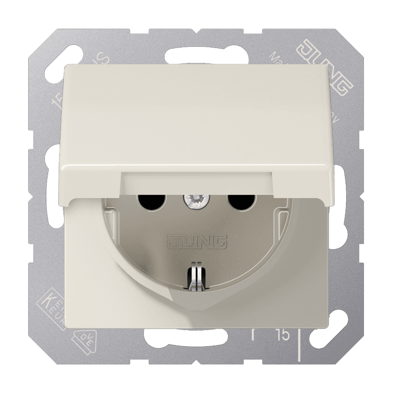 JUNG SCHUKO®-розетка 16 A / 250 B ~ с защитой от детей и крышкой, слоновая кость AS1521BFKIKL