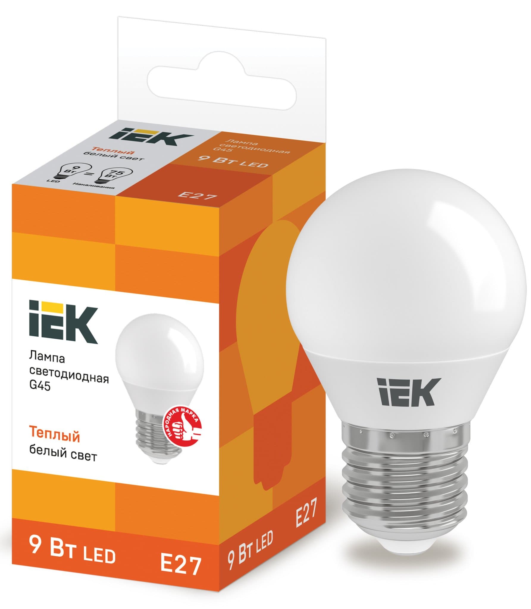 IEK Лампа светодиодная ECO G45 шар 9Вт 230В 3000К E27 — миниатюра 1