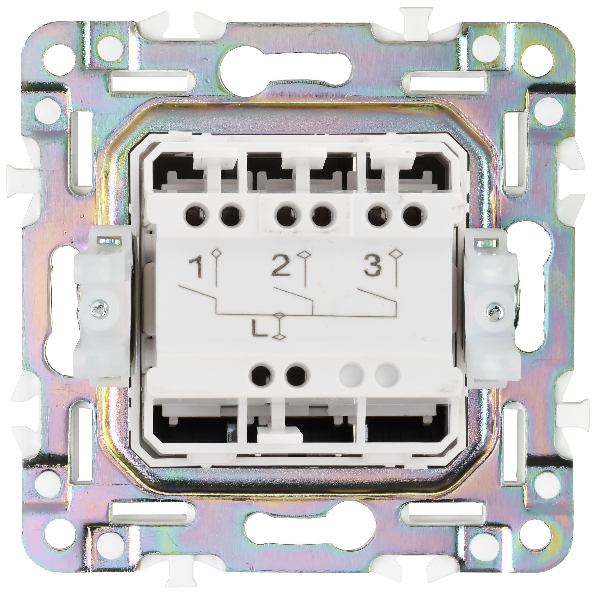 IEK SKANDY Никель Выключатель 3-клавишный 10А SK-V11N — миниатюра 5