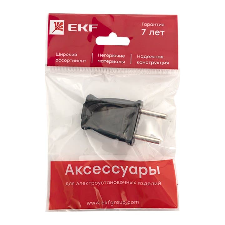 Вилка плоская б/3 черная 10А 250 В EKF Proxima EKF — миниатюра 3