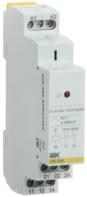 IEK ONI Промежуточное реле OIR 2 контакта (8А) 110 В AC/DC