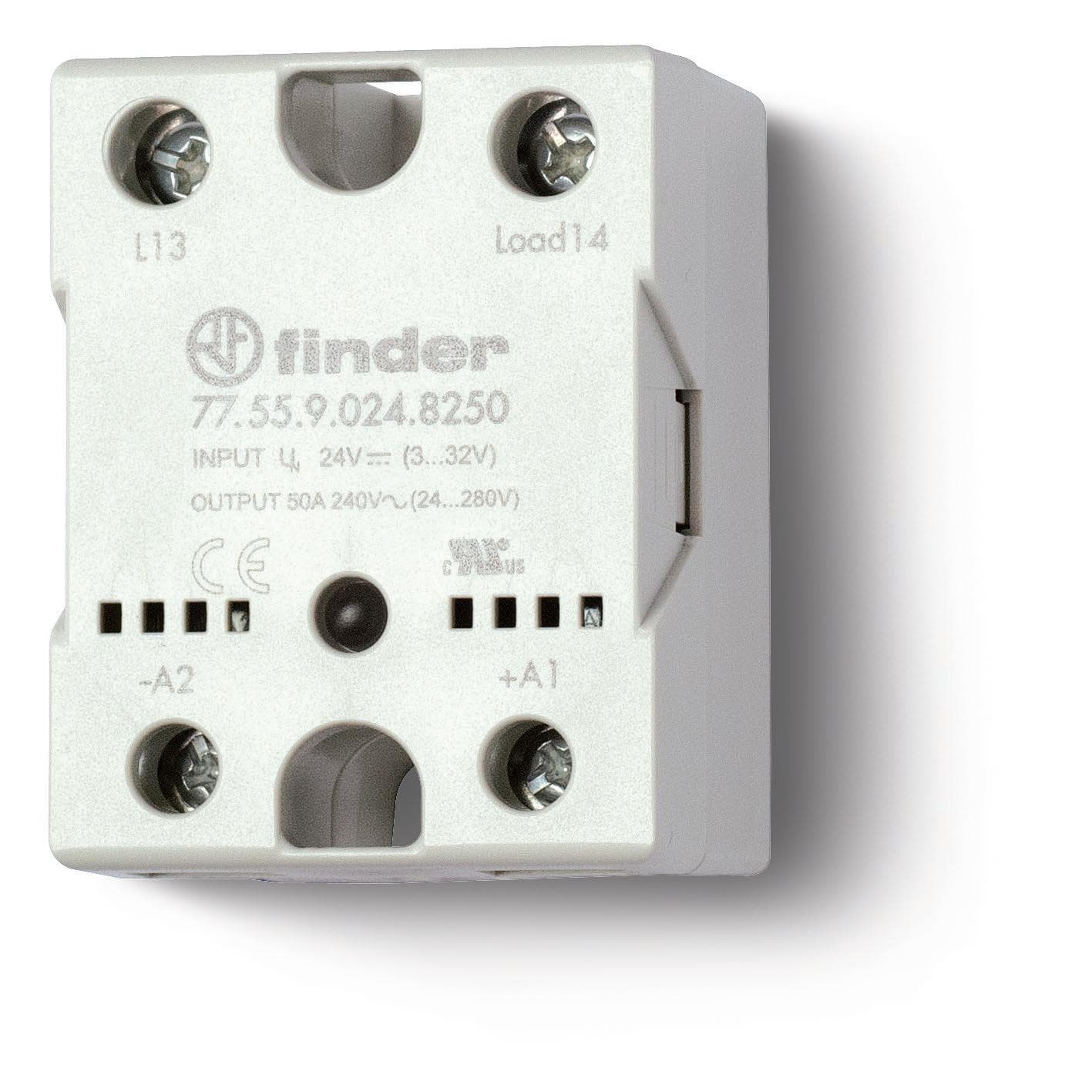 Finder Твердотельное реле; выход 50А (24…240В АС); питание 230В AC; Функция "Включ.при пересечении нуля"; монтаж на панель; степень защиты IP20 775582308250