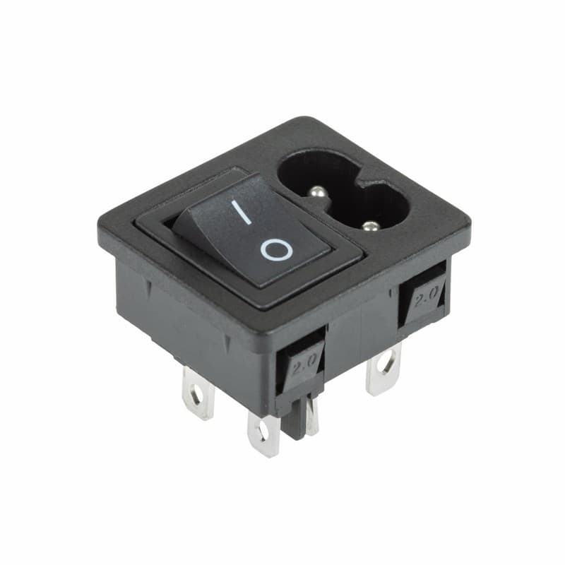 Выключатель клавишный 250 V 6 А (4с) ON-OFF черный с штекером C8 2PIN Rexant 36-2284