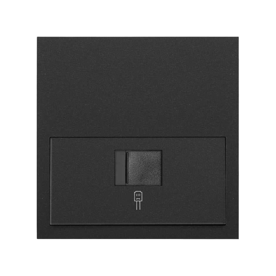 Simon 100 Черный матовый Кит 1 пост, фронт. Накладка на 1 розетку RJ45 10020106-238