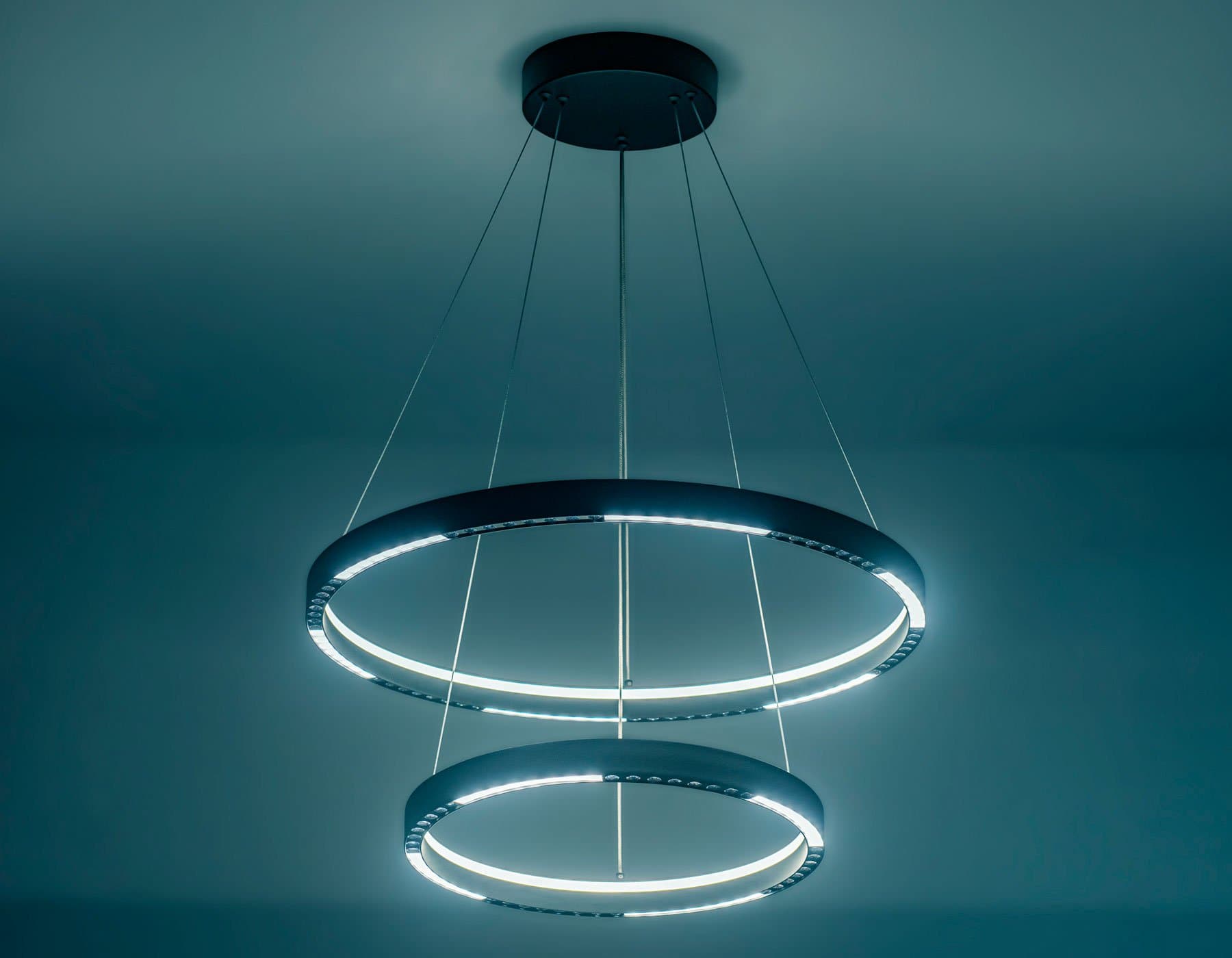 Ambrella Светильник подвесной светодиодный FL5865/2 BK черный 45W 3000K/4200K/6400K D600/400*830 (без ПДУ) — миниатюра 5